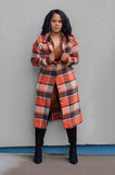 CASUAL PLAID COAT - ORANGE